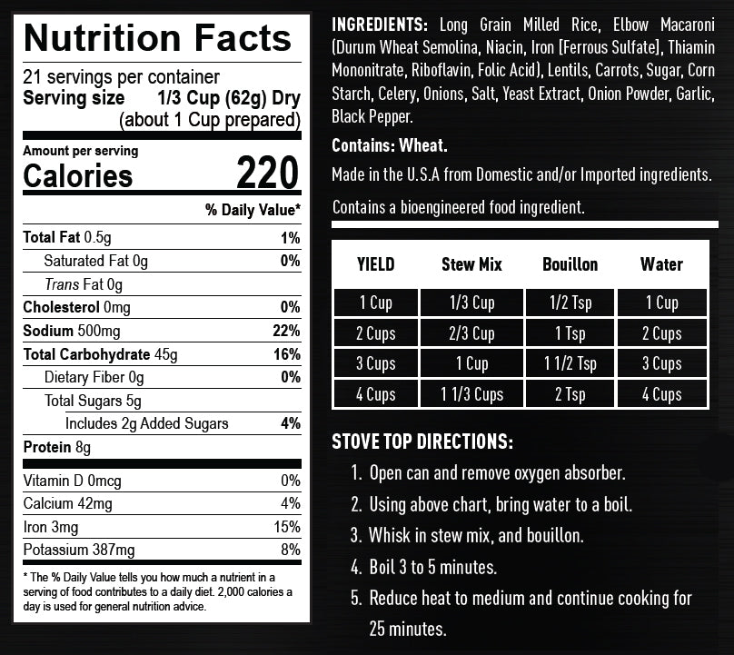 NEW - Ready Hour Traveler's Stew #10 Can (21 servings)