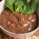 chocolate pudding in a bowl closeup
