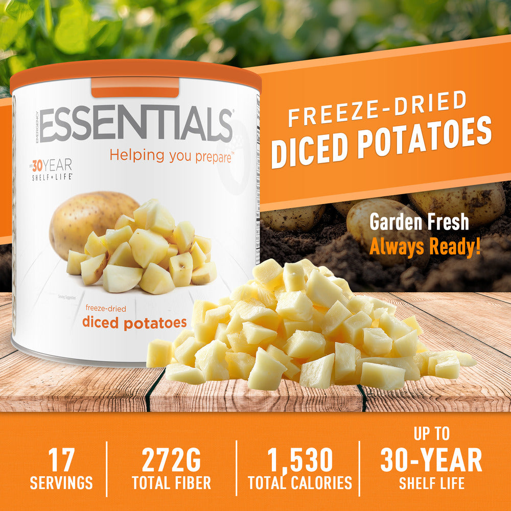 Can of freeze-dried diced potatoes