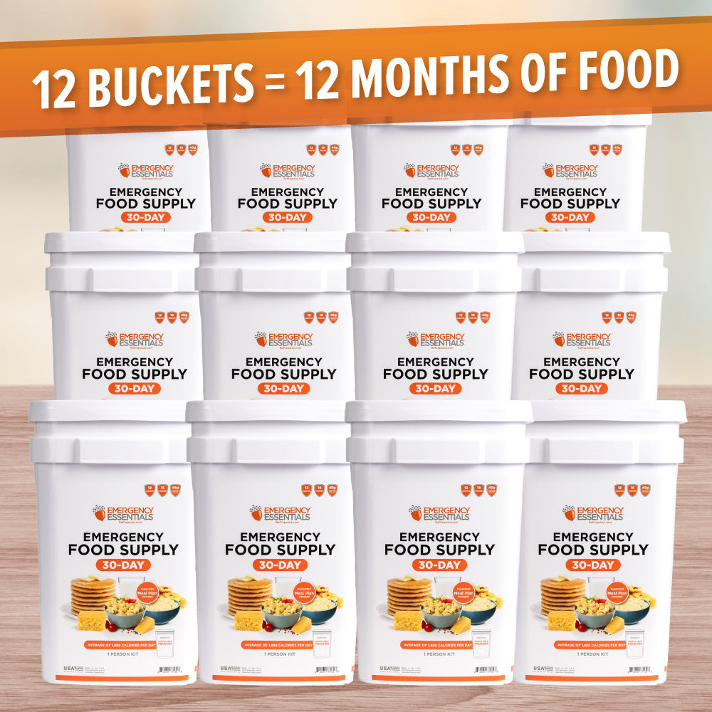 12 Buckets = 12 Months of Food