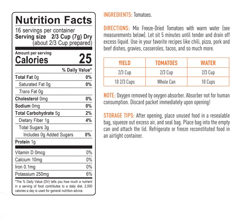 Emergency Essentials® Freeze-Dried Tomato Chunks Large #10 Can