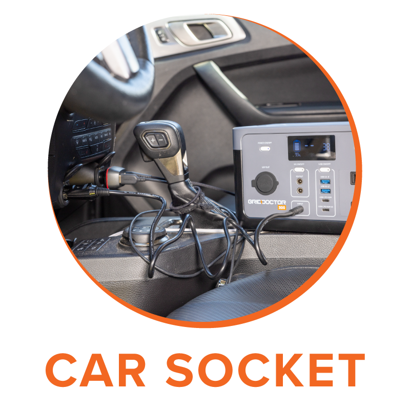 Charge the Grid Doctor 300 with a car socket