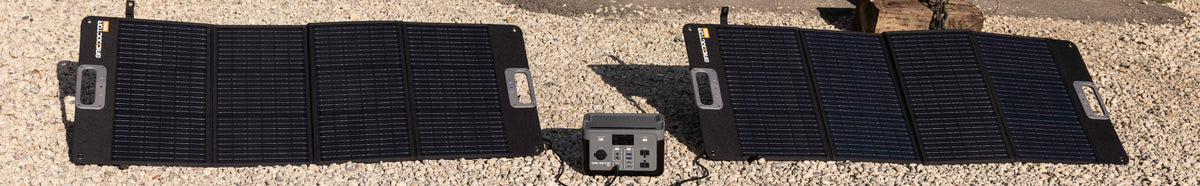 Grid Doctor 300 charging in the sun with two solar panels