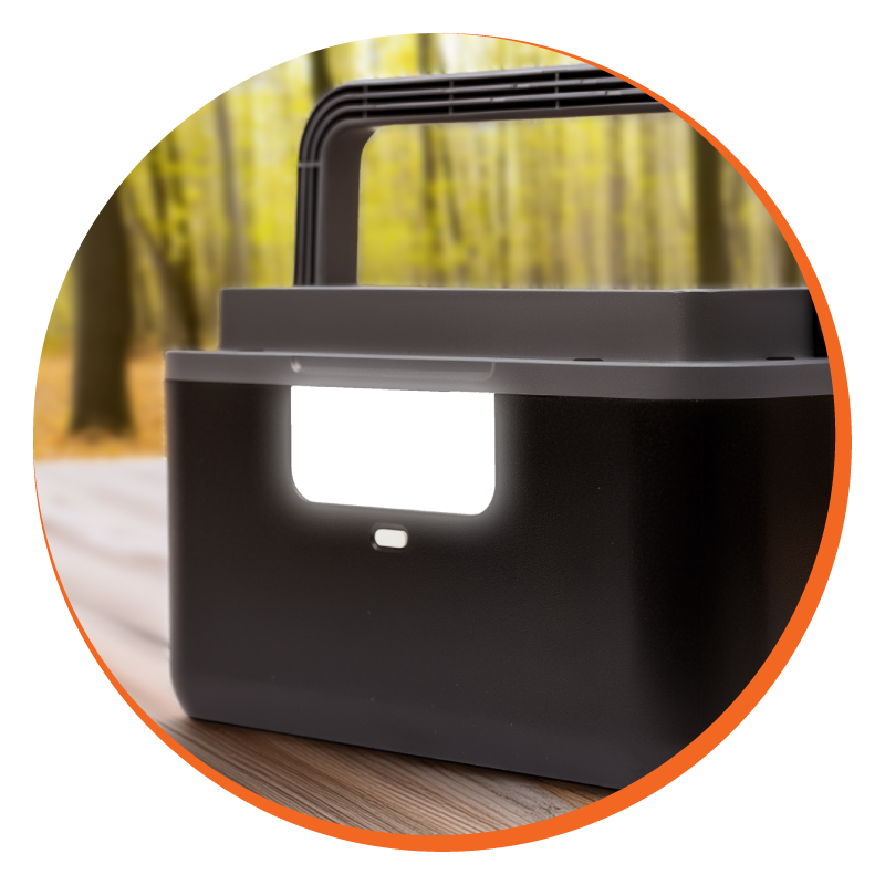 Back end view of the Grid Doctor 300 featuring its LED light