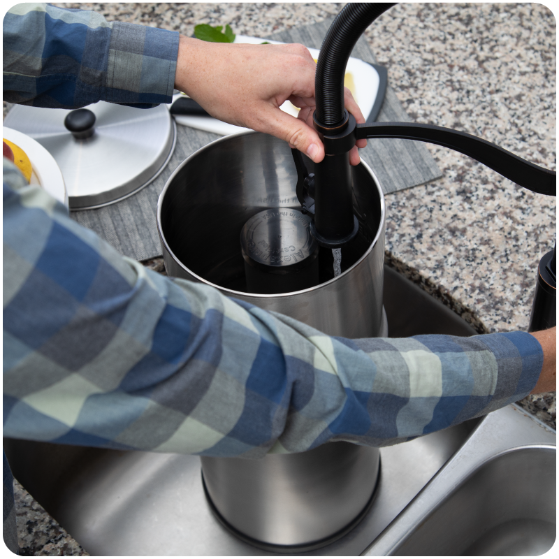 Filling the Alexapure Pro in a kitchen sink