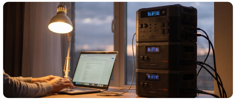 Grid Doctor and Expansion batteries powering a home office
