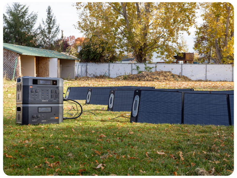 A Grid Doctor 3300 and Expansion battery charging with 4 solar panels