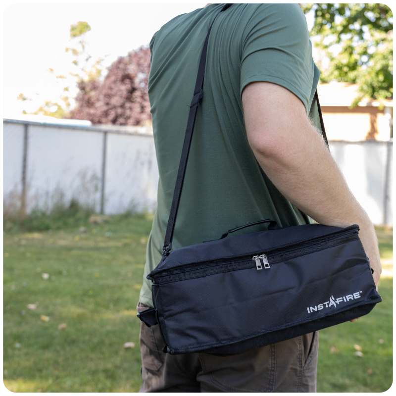 Man carrying the Vesta carrying case by InstaFire