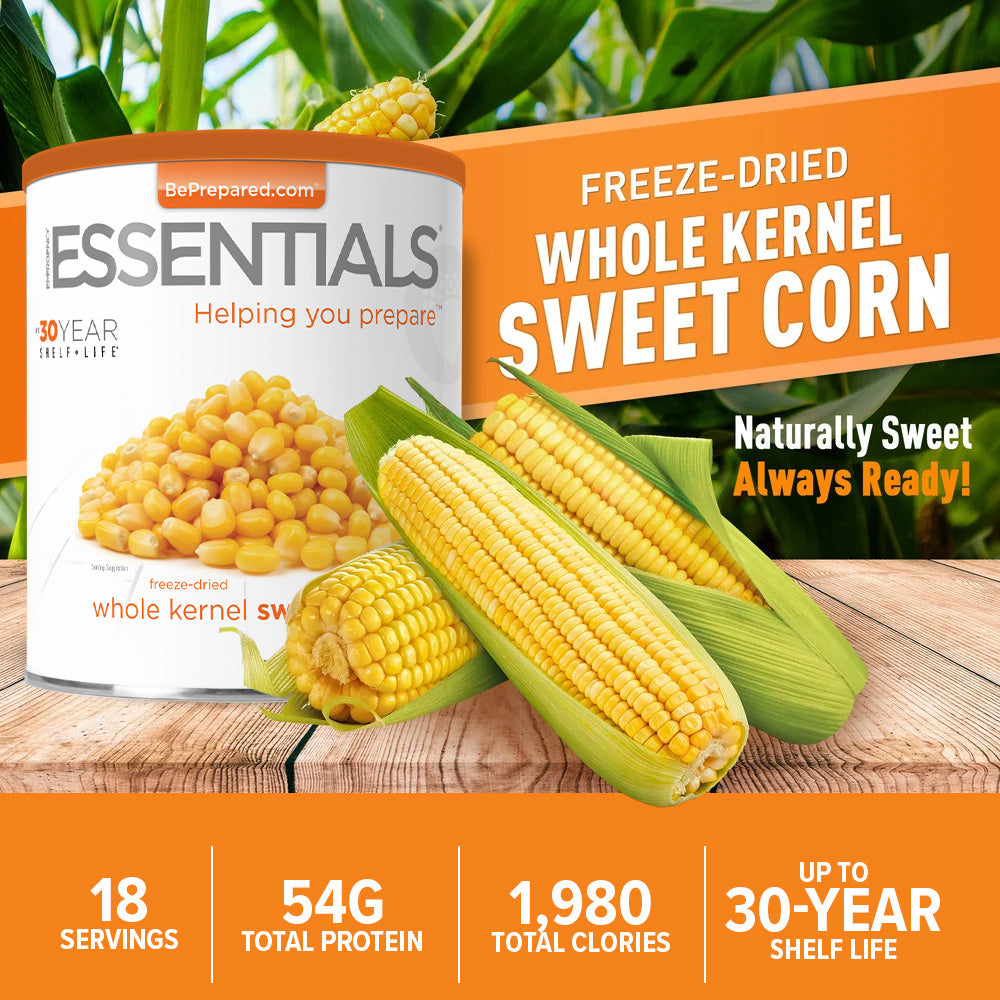 Emergency Essentials Freeze-Dried Whole Kernel Sweet Corn #10 can