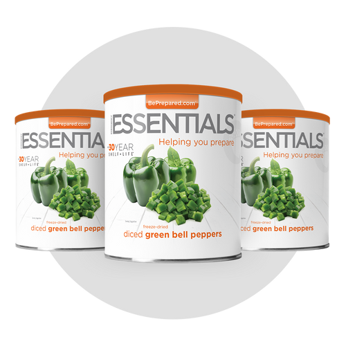 3 Pack of Freeze-Dried Green Bell Peppers