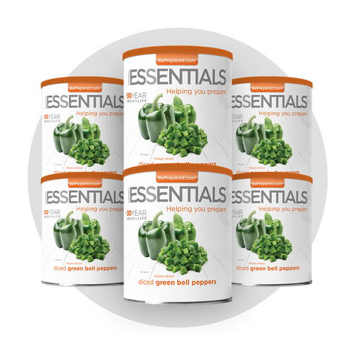 6 Pack of Freeze-Dried Green Bell Peppers