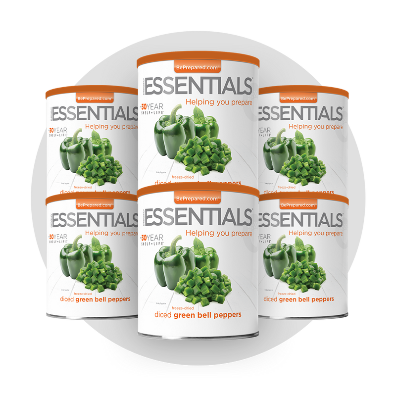 6 Pack of Freeze-Dried Green Bell Peppers