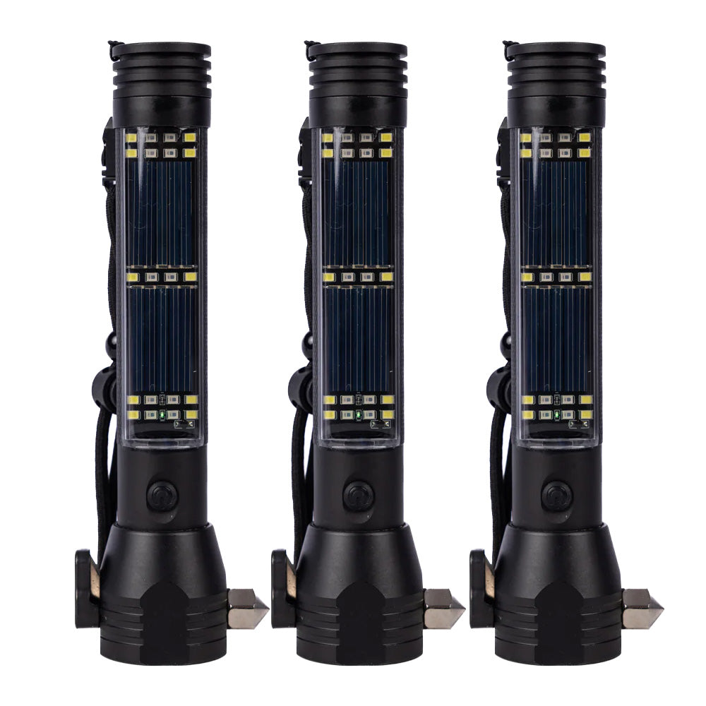 9-in-1 Multi-Function LED Solar Rechargeable Flashlight by Ready Hour
