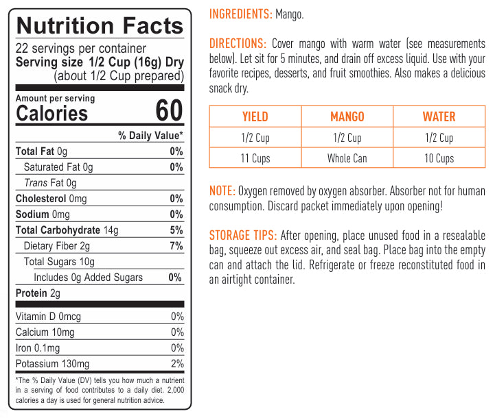 NEW Freeze-Dried Mango Dices
