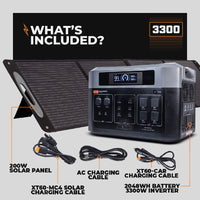 Grid Doctor 3300 Solar Generator System (200W Panel Included FREE) - 3300W Battery Backup (Expandable to 16,384 W)