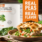 Pie with peas and carrots on a plate