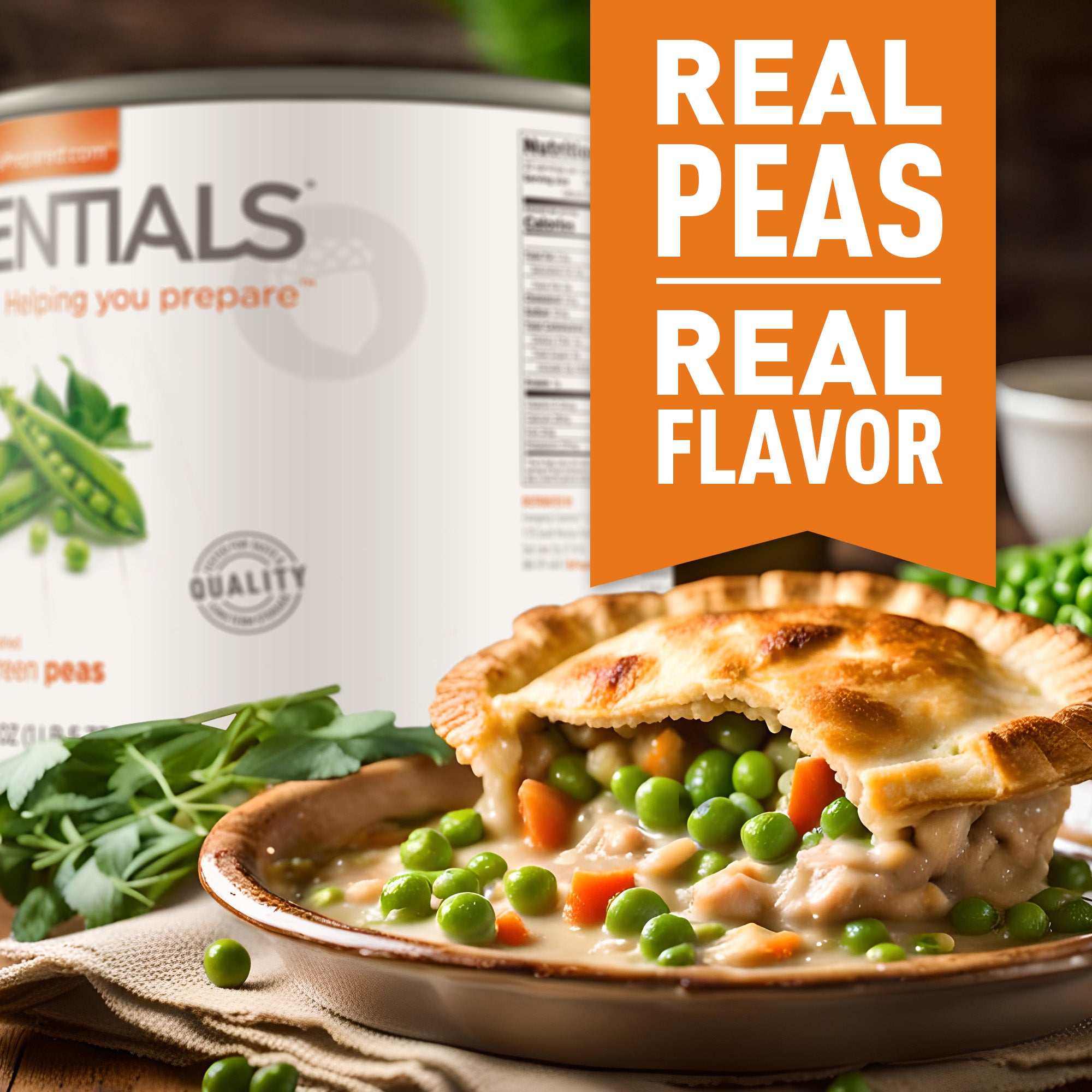 Pie with peas and carrots on a plate