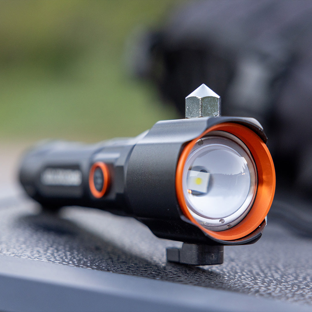 Close up of the Tactical Flashlight by Grid Doctor