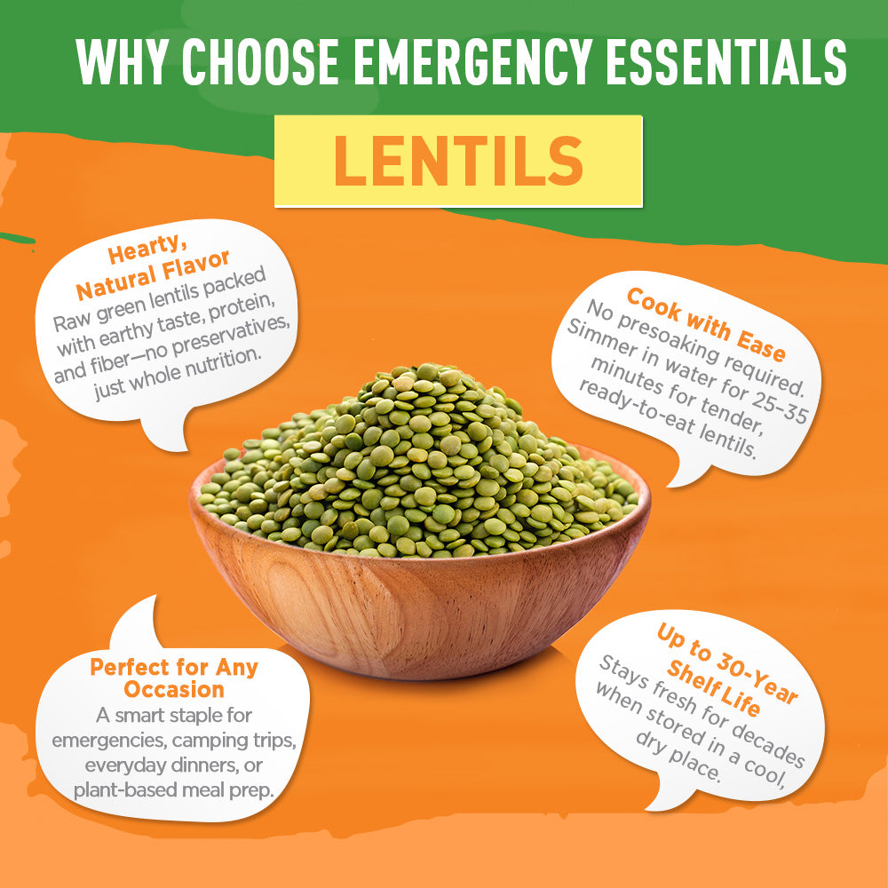 Bowl of green lentils