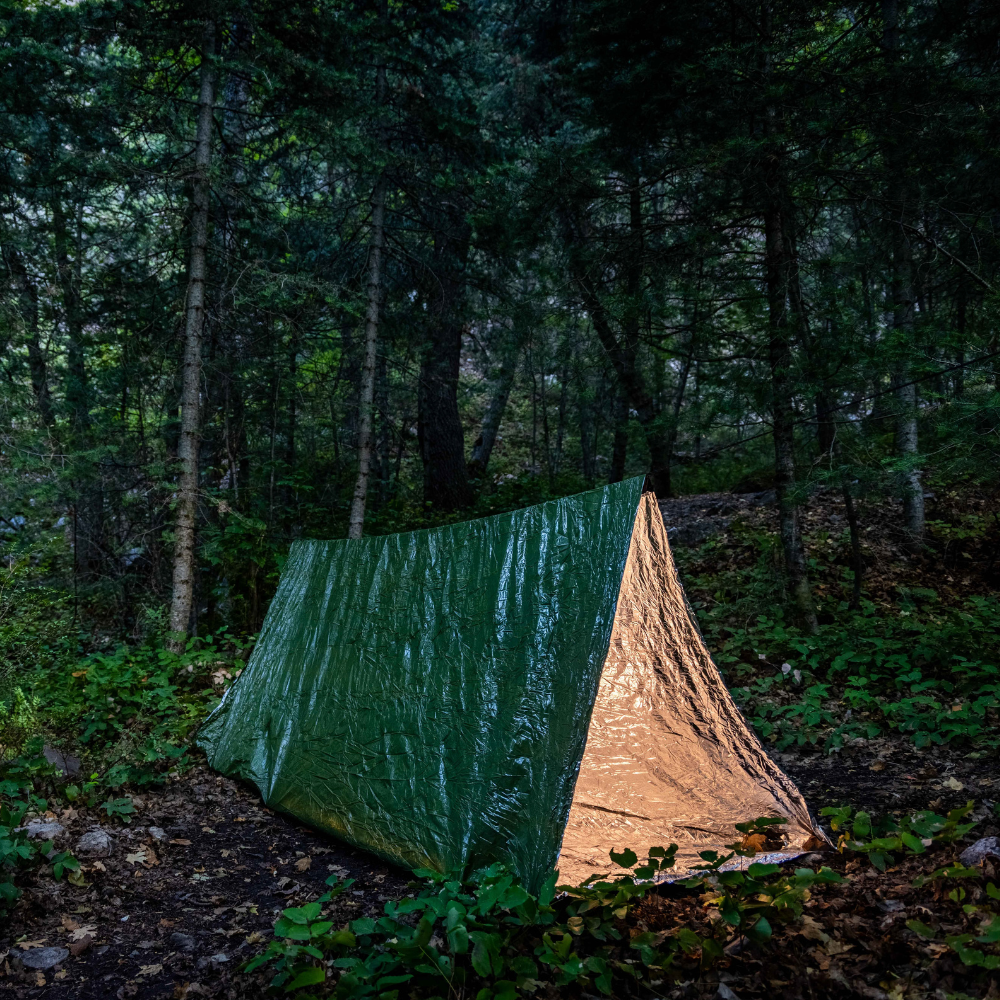 Ready Hour Army Green Nylon Emergency Tent with Survival Whistle