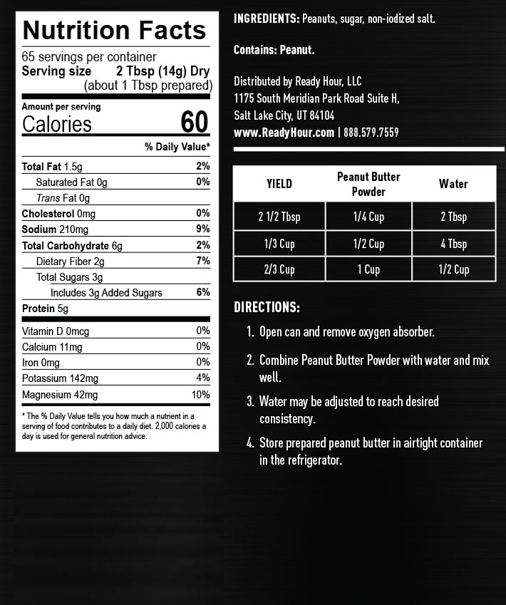 Ready Hour Peanut Butter Powder #10 Can