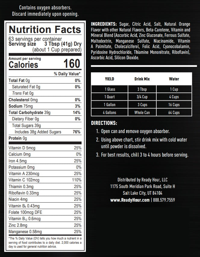 Natural Orange Flavored Drink Mix #10 Can (63 servings)