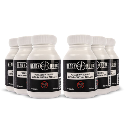 Multiple bottles of Ready Hour potassium iodide anti-radiation tablets