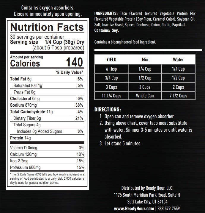 Vegetarian Taco Meat Substitute #10 Can (30 servings)