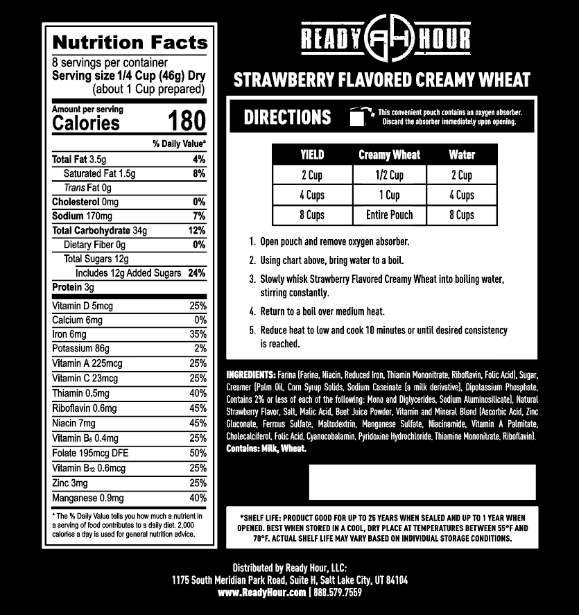Ready Hour Strawberry Flavored Creamy Wheat #10 Can