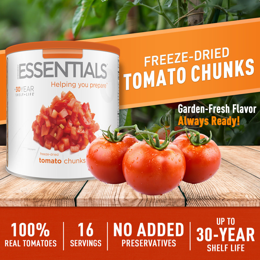 Can of freeze-dried tomato chunks