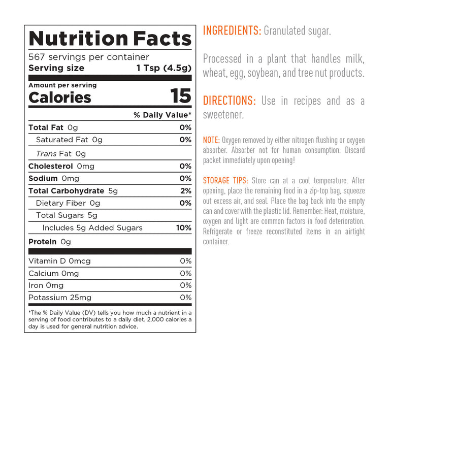 Emergency Essentials® White Sugar (5.25 LBS) Large #10 Can