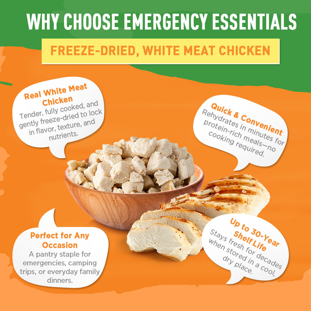 Freeze-dried white meat chicken