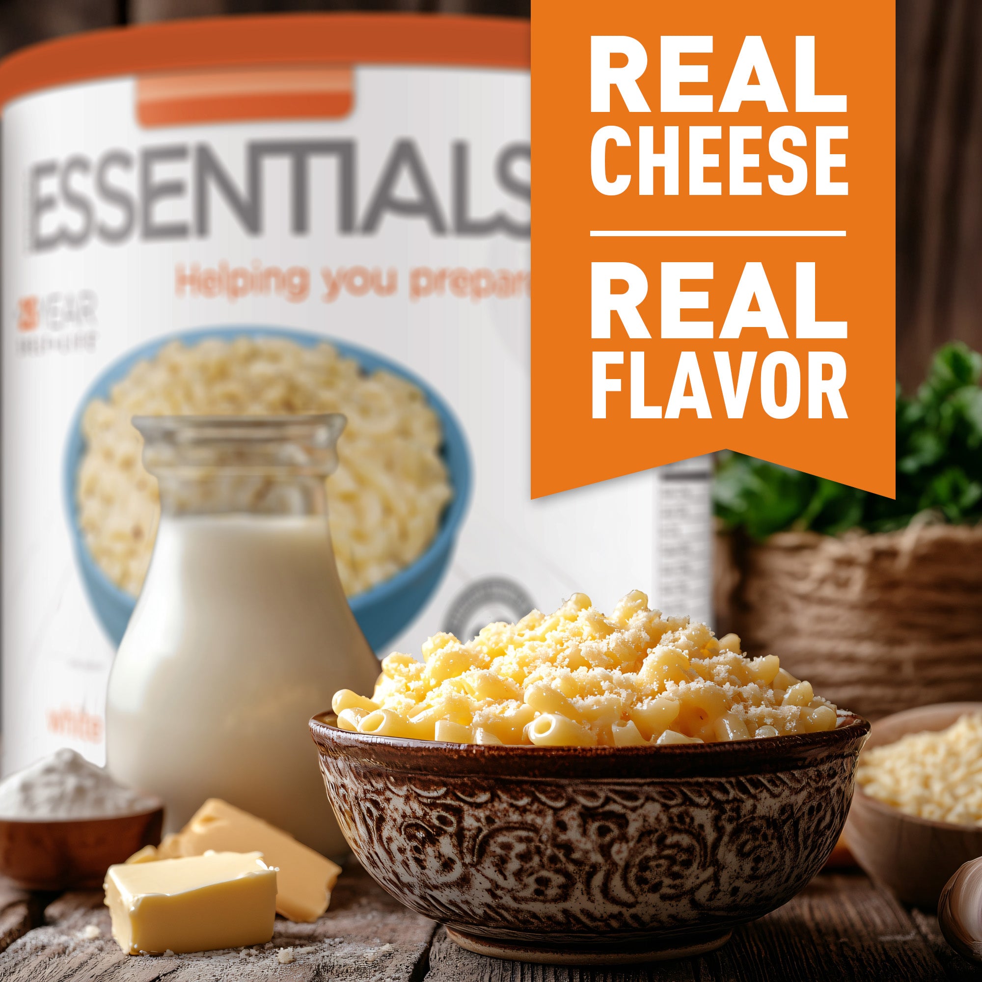 Bowl of macaroni and cheese with parmesan topping