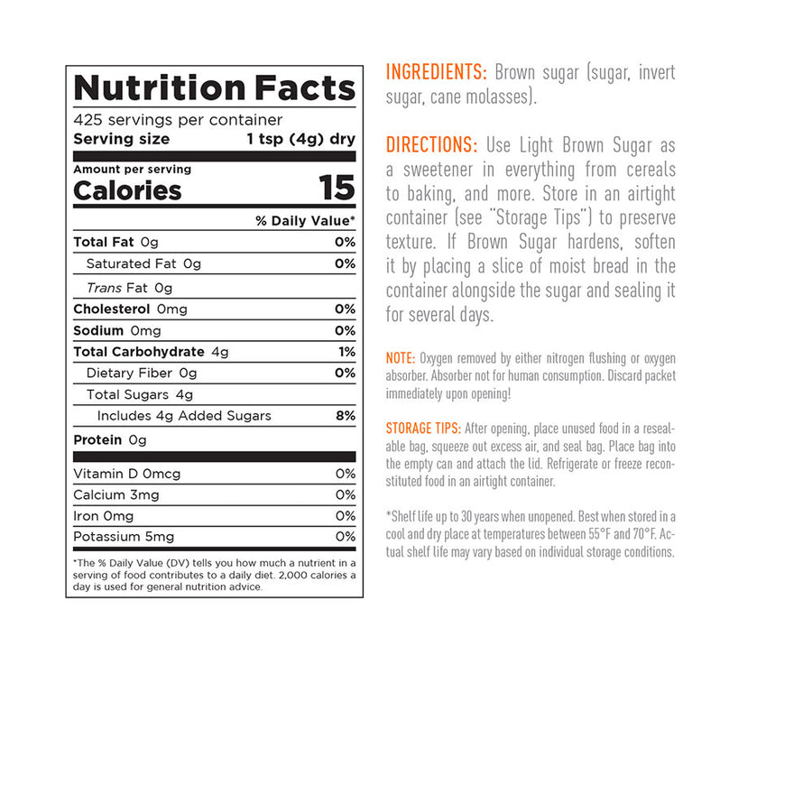 Emergency Essentials® Light Brown Sugar (3.75 LBS) Large #10 Can