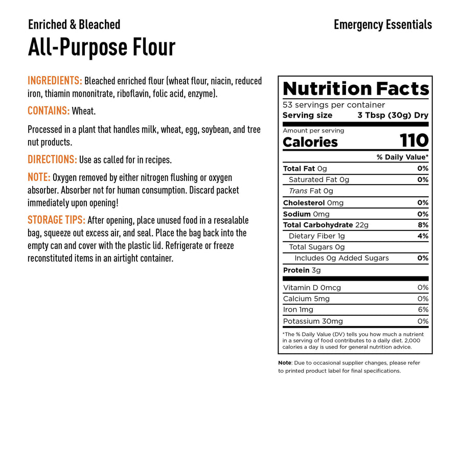 Emergency Essentials® White Flour Large #10 Can