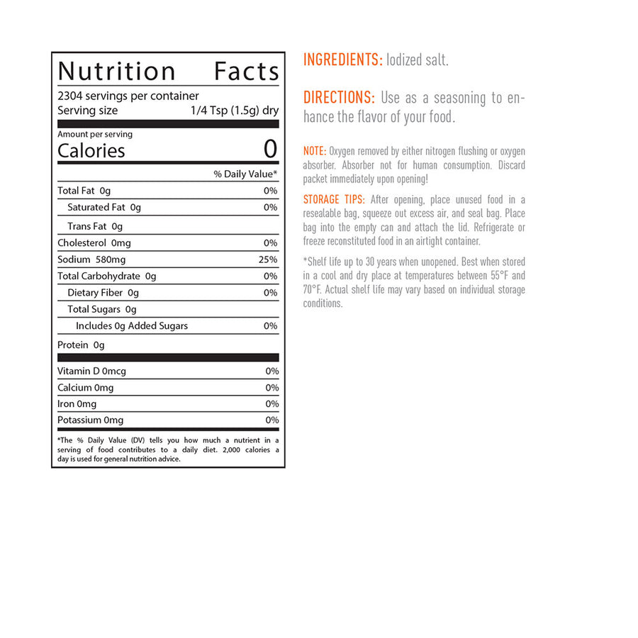 Emergency Essentials® Iodized Salt (7.5 LBS)  Large #10 Can