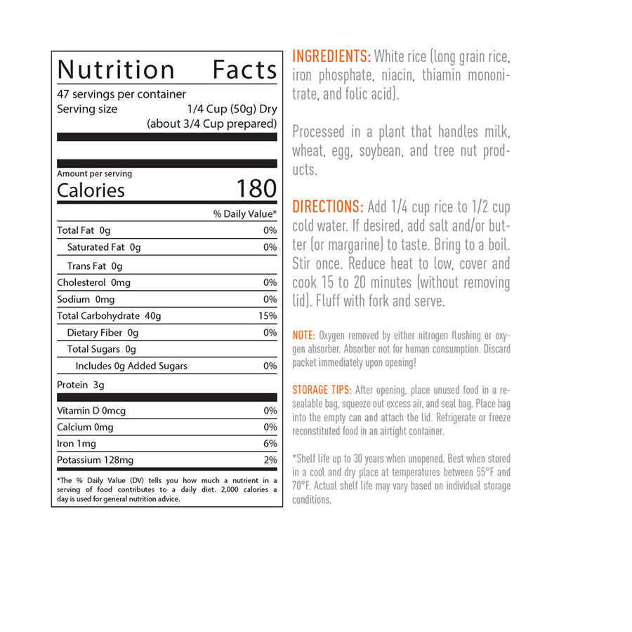 Emergency Essentials® White Rice Large #10 Can