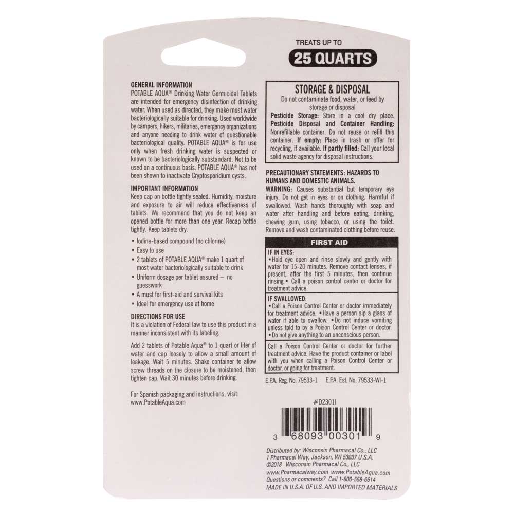 Potable Aqua Water Purification Tablets - 50 Per Bottle - Clean Drinki - Foto 7
